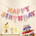 Happy Birthday Banner| Reusable Party Banner | Birthday Decoration｜Cloud & Flower Themed Party Decor