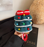 Handmade Crochet Christmas Tree Crossbody Bag | Cute Knitted Winter Purse for Women & Kids