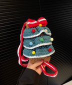Handmade Crochet Christmas Tree Crossbody Bag | Cute Knitted Winter Purse for Women & Kids