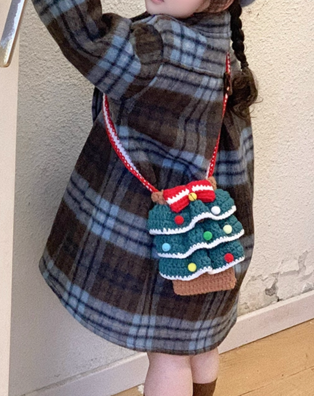 Handmade Crochet Christmas Tree Crossbody Bag | Cute Knitted Winter Purse for Women & Kids