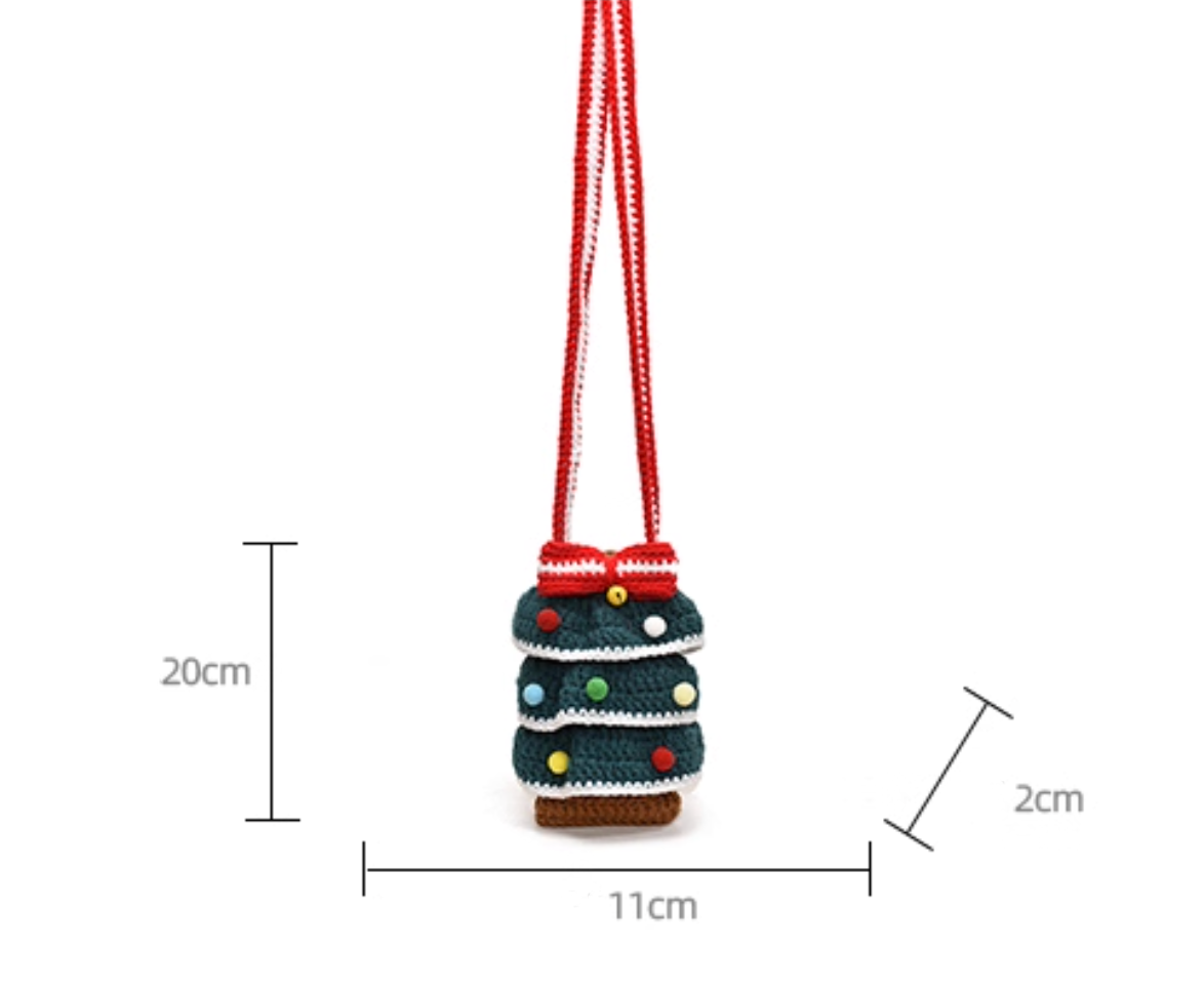 Handmade Crochet Christmas Tree Crossbody Bag | Cute Knitted Winter Purse for Women & Kids