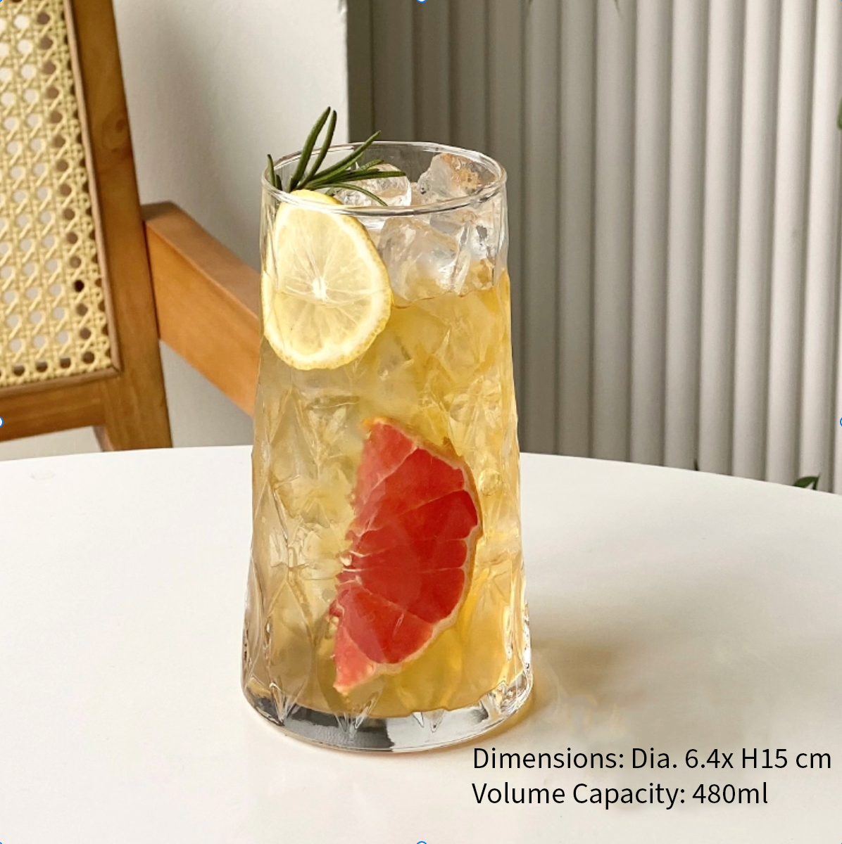 Diamond Glass Cup - 400ml / 480ml / 520ml