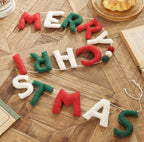 Christmas Garland Felt Ball Santa & Pine Tree Hanging