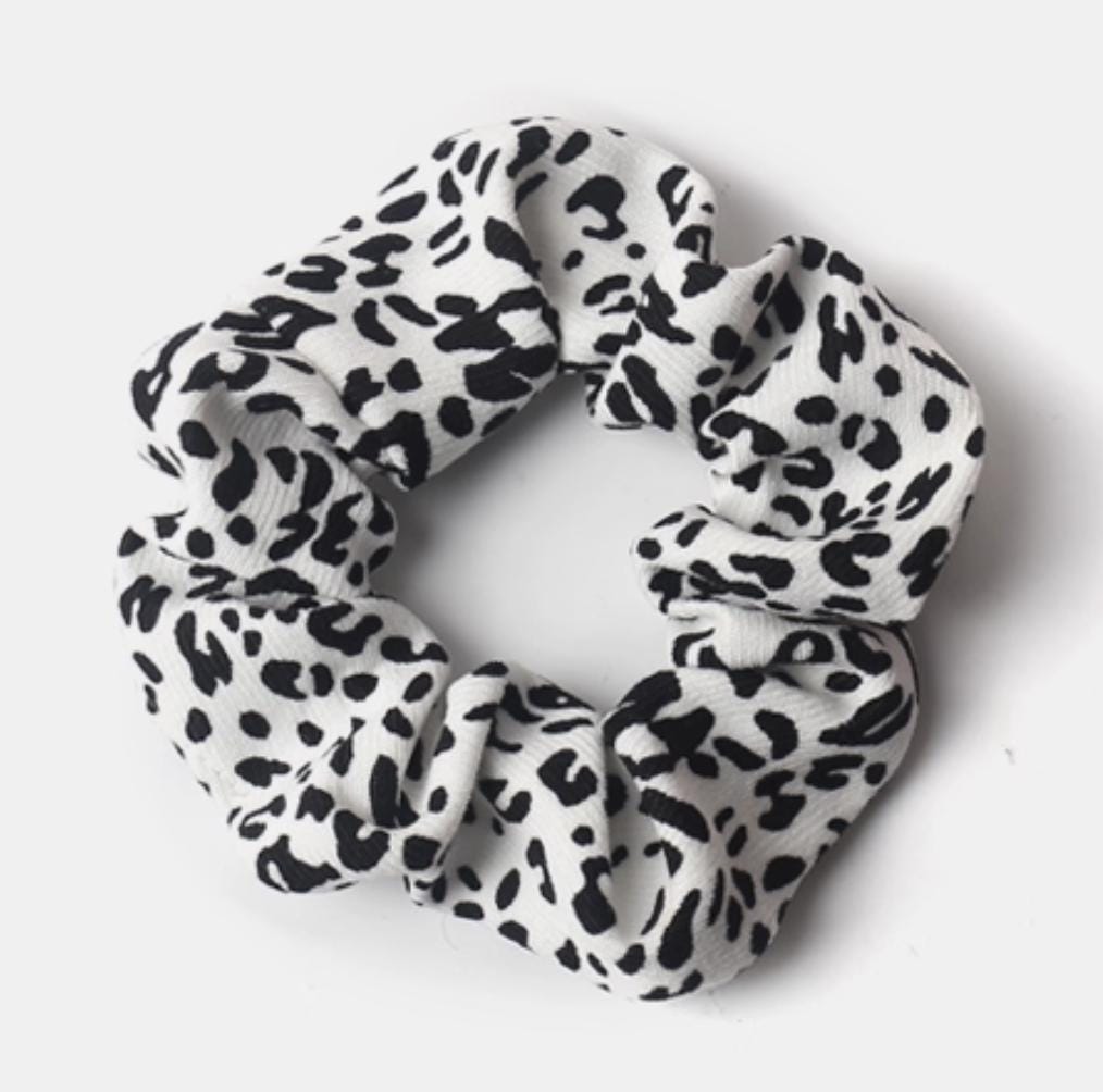 Leopard Print Scrunchie | Vintage Chic Hair Tie | Ponytail Holder for Women