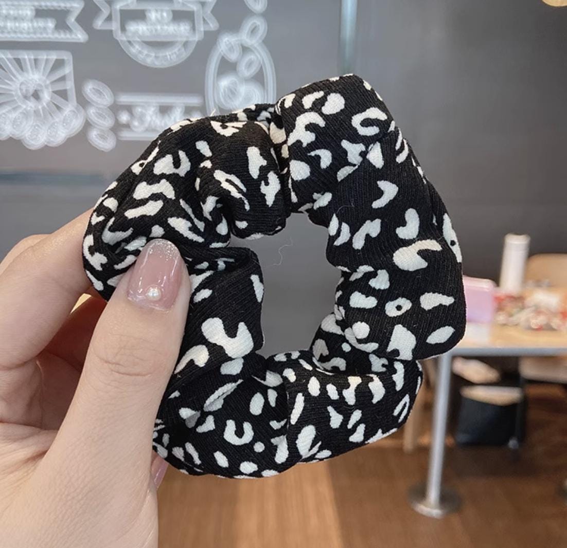 Leopard Print Scrunchie | Vintage Chic Hair Tie | Ponytail Holder for Women
