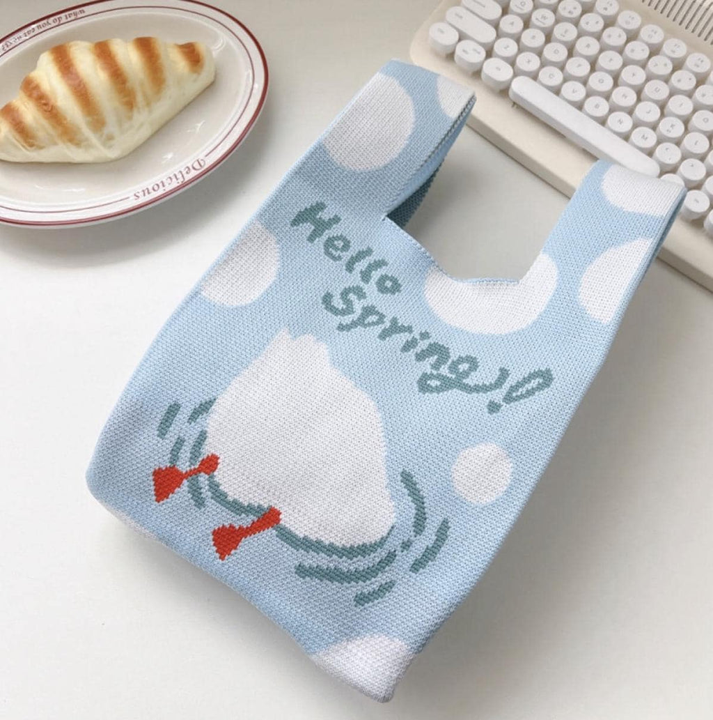 Soft Thick Knit Reusable ShoppingBag | Casual Washable Fabric Bag | Gift for Her