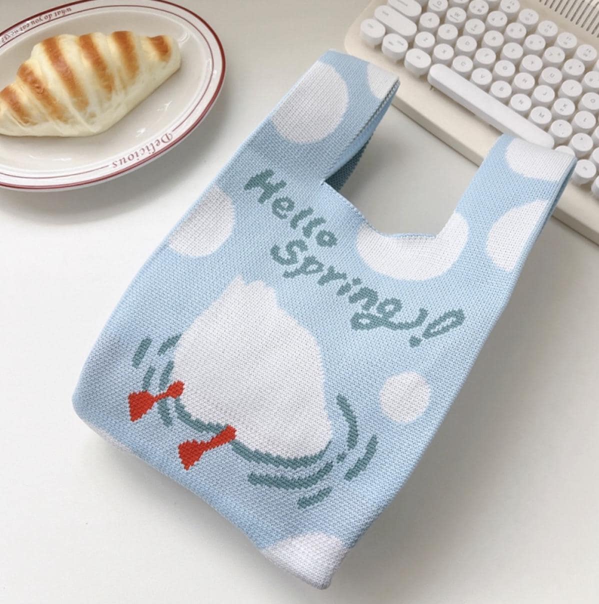 Soft Thick Knit Reusable ShoppingBag | Casual Washable Fabric Bag | Gift for Her