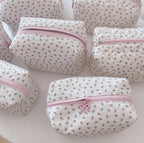 Handmade Korean Style Strawberry Knit Cotton Pouch | Aesthetic Makeup Bag | Cute Travel Organizer