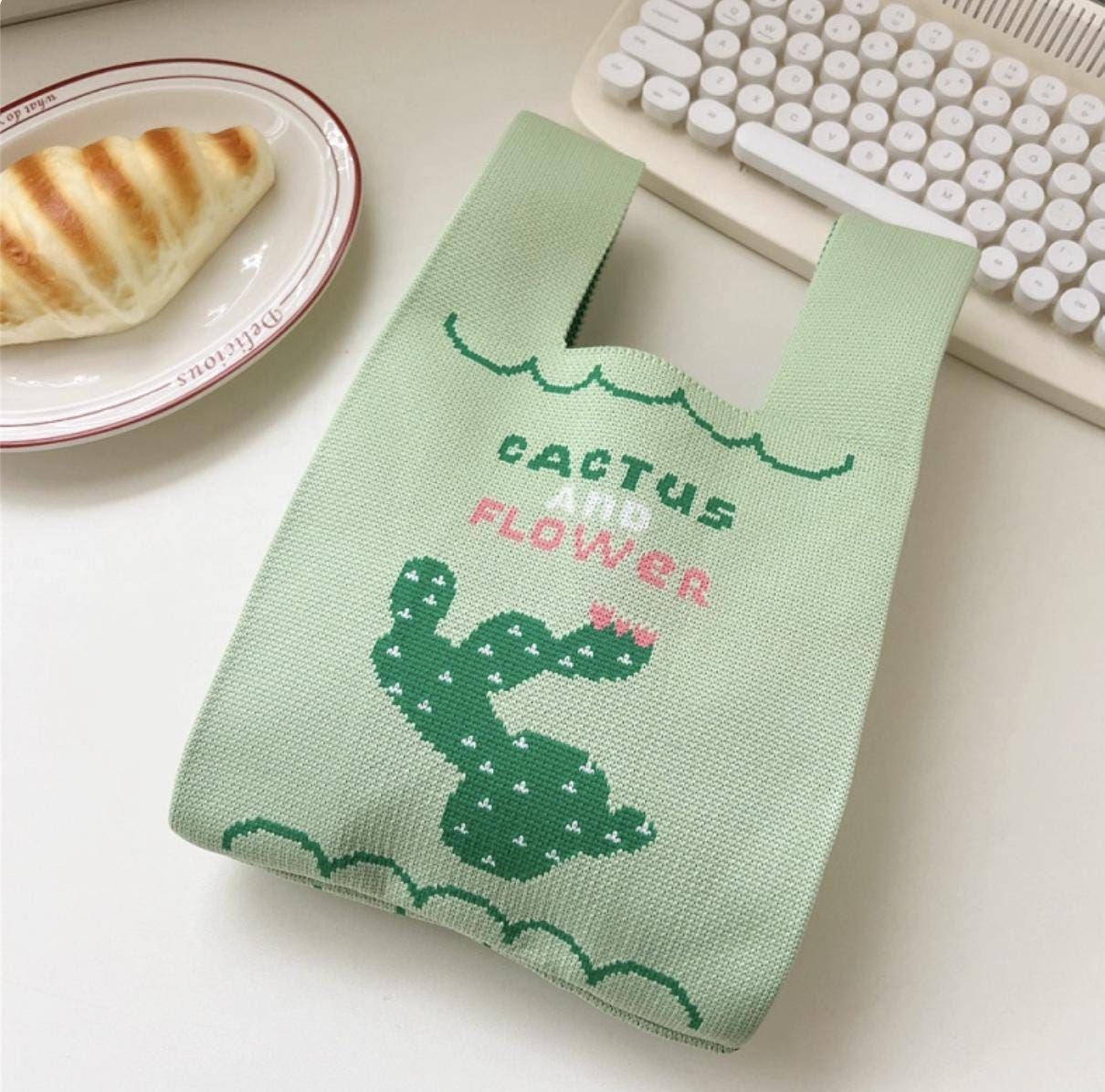 Soft Thick Knit Reusable ShoppingBag | Casual Washable Fabric Bag | Gift for Her