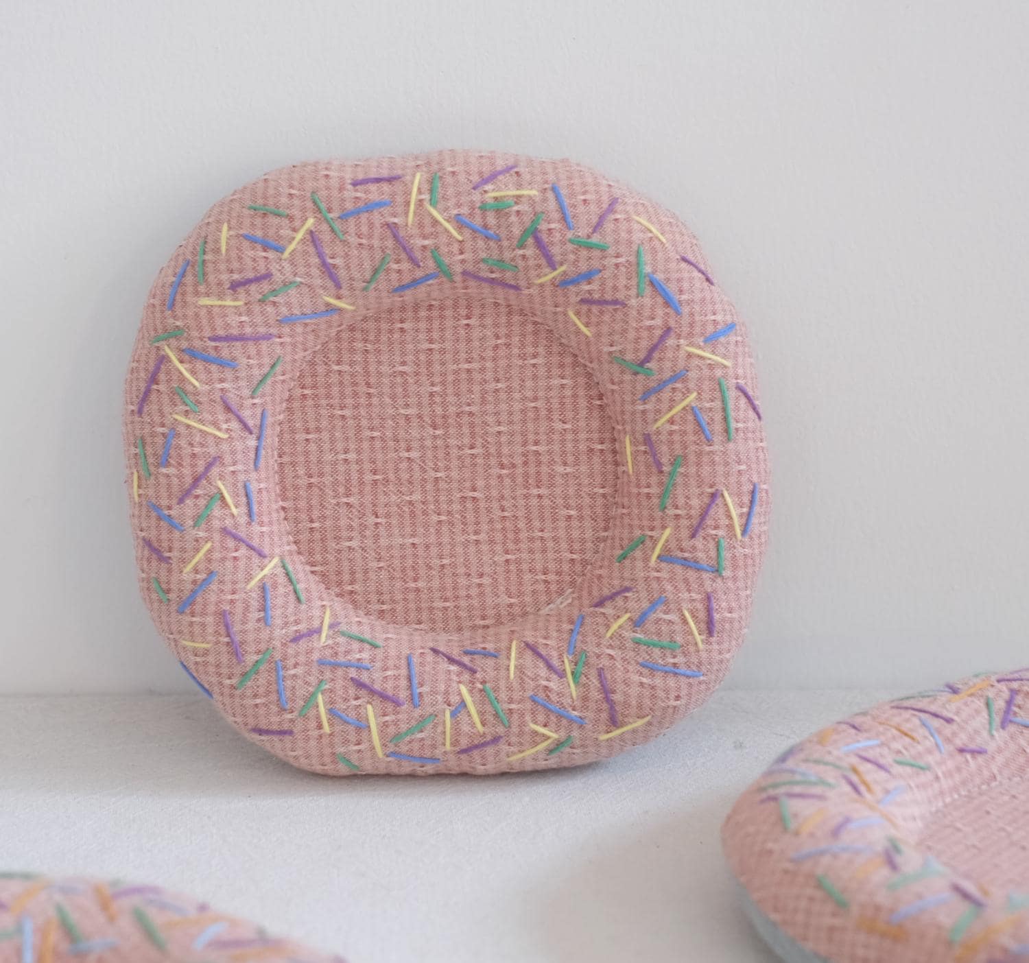 Handmade Embroidered Donut Coaster | Fabric Coaster Round Mug Mat | Cute Stitch Coaster | Sweet Home Decor | Gift for Coffee Lovers