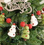 Christmas Garland Felt Ball Santa & Pine Tree Hanging