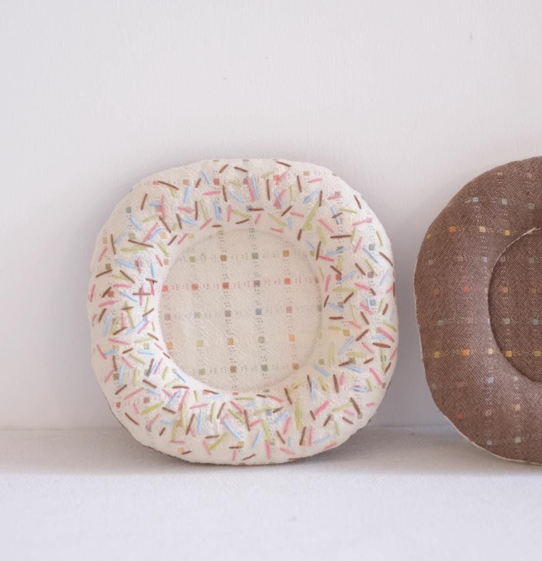 Handmade Embroidered Donut Coaster | Fabric Coaster Round Mug Mat | Cute Stitch Coaster | Sweet Home Decor | Gift for Coffee Lovers