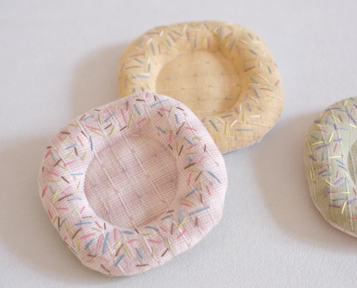 Handmade Embroidered Donut Coaster | Fabric Coaster Round Mug Mat | Cute Stitch Coaster | Sweet Home Decor | Gift for Coffee Lovers