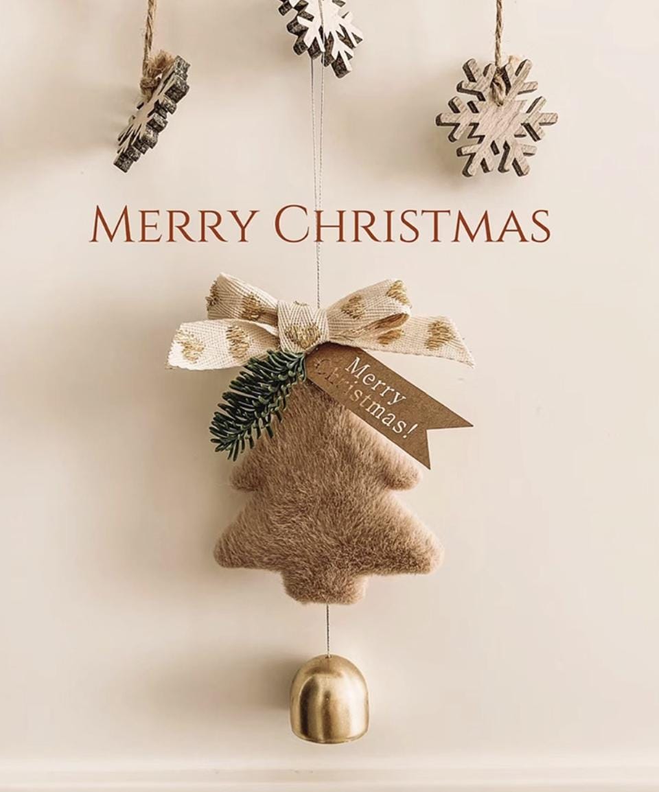 Red Christmas Hanging Ornament | Star Bell Decoration for Tree or Door | Festive Holiday Decor | Cute Gift for Couples | Car hanging charm