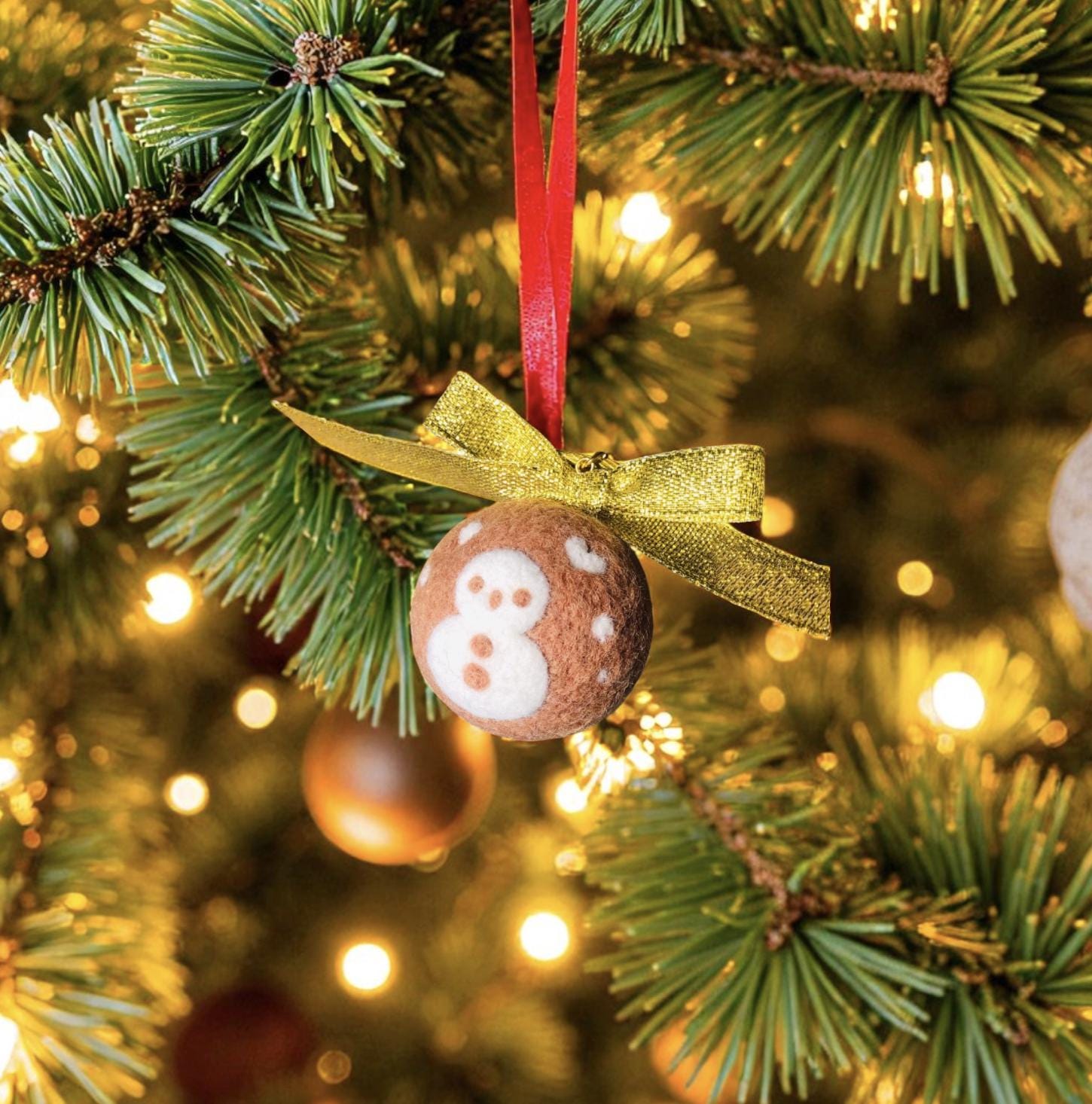 Handmade Wool Felt Gingerbread Man Ornament | Christmas Tree Decoration | Cute Holiday Gift | Snowman Ornament | Christmas Decor