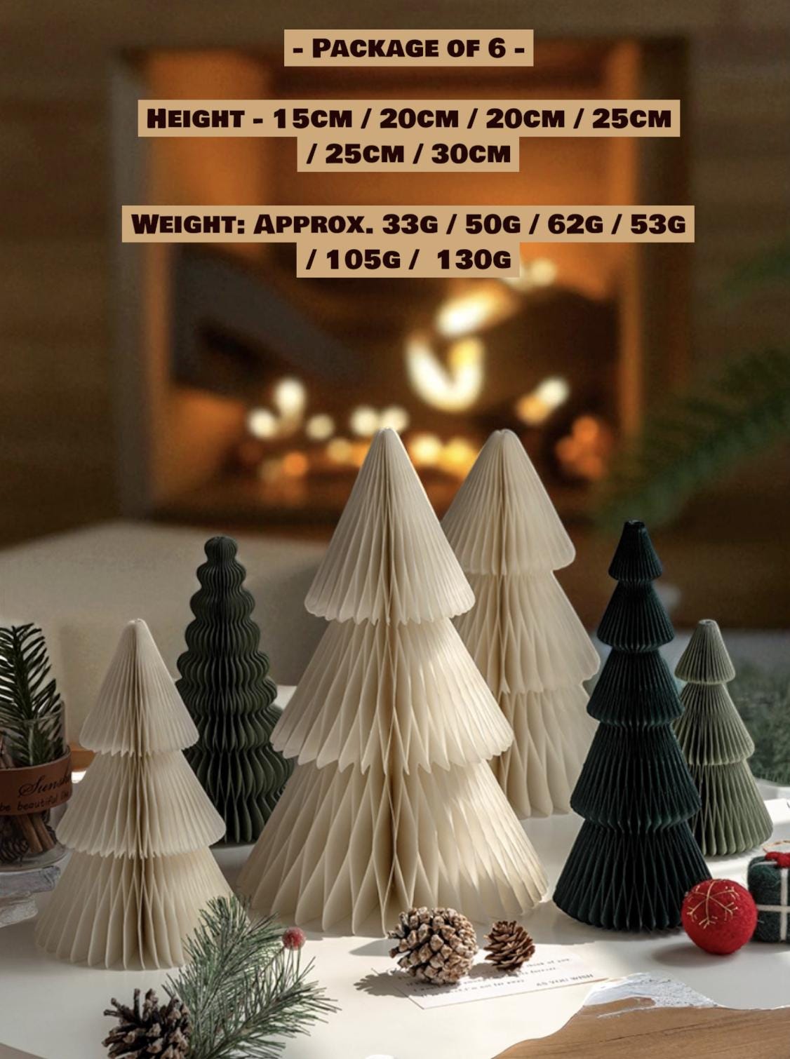 Paper Christmas Table Decoration 2025 | Foldable Paper Honeycomb Ornament | Reusable Eco-Friendly Christmas Tree Decor |Holiday Home Display