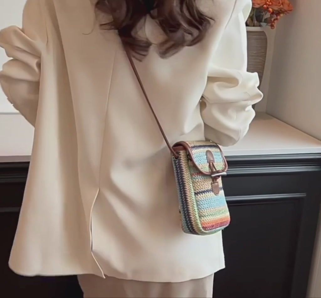 Crocheted Cell Phone Crossbody Bag | Boho Chic Small Phone Bag | Handmade Fall & Winter Purse